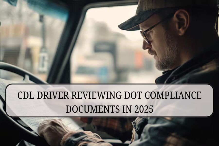 CDL driver reviewing DOT compliance documents in 2025