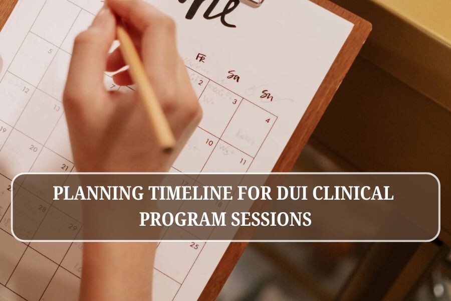 Planning timeline for DUI clinical program sessions